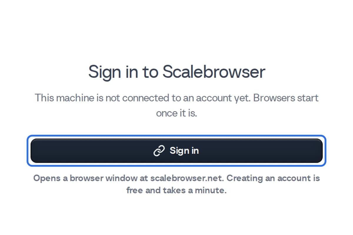 The Scalebrowser app asking you to sign in, with the Sign in button marked