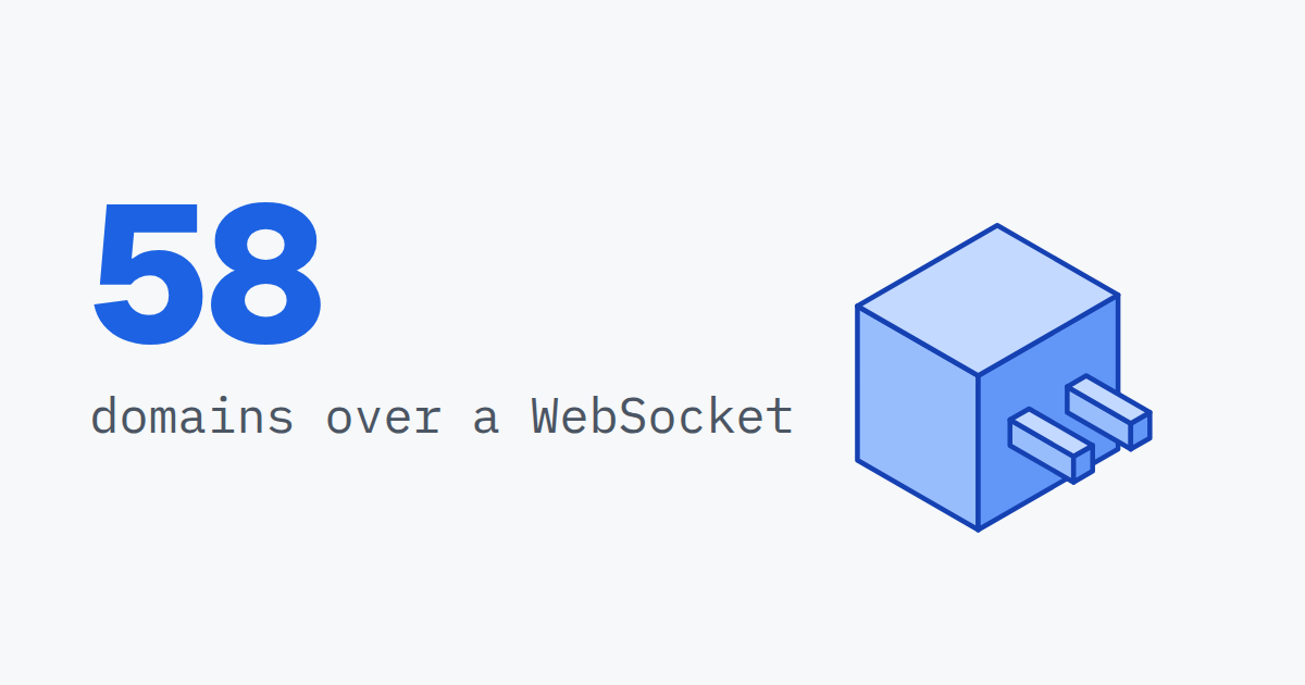 58, domains over a WebSocket, beside a plug with two prongs