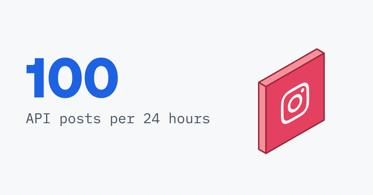 100, API posts per 24 hours, beside a Instagram logo tile