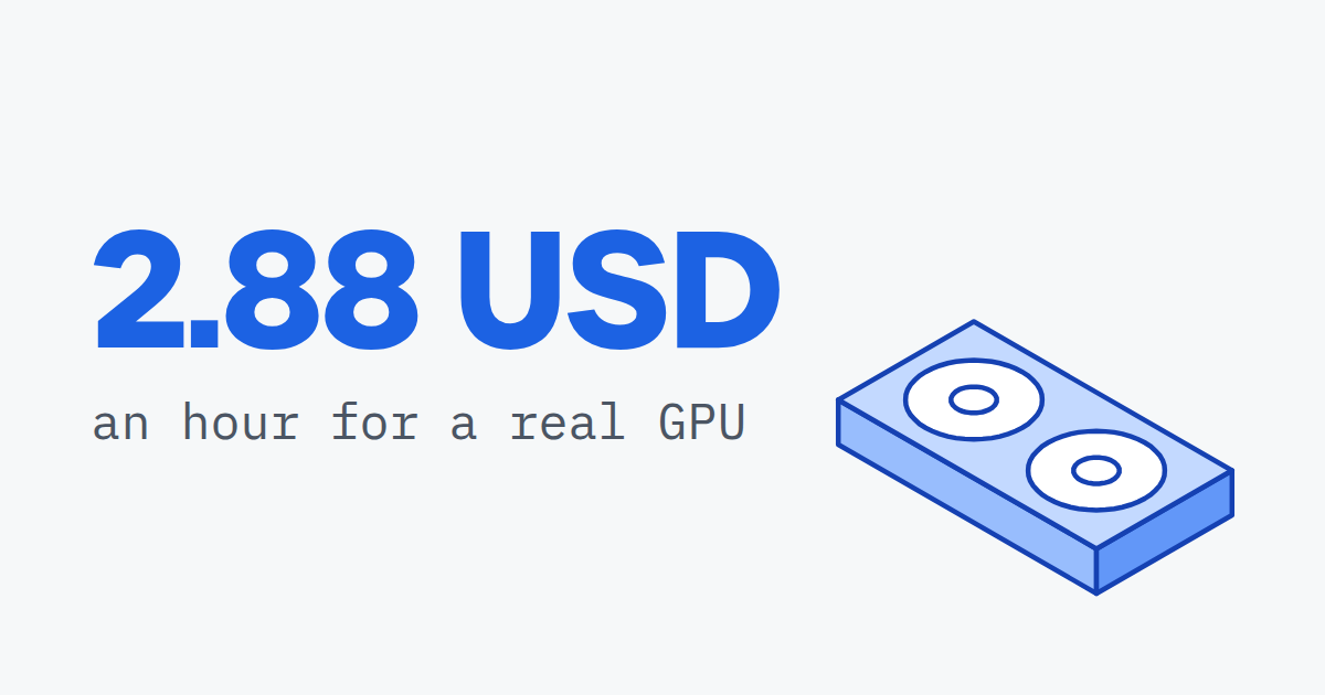 2.88 USD, an hour for a real GPU, beside a graphics card with two fans
